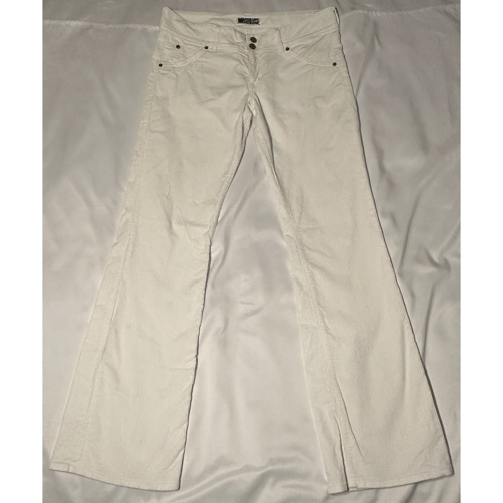Hudson Women's Off-White Corduroy Flare Pants Low Rise, Flap‎ Pocket Size 32